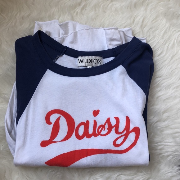 WILDFOX • Blue & White “DAISY” Baseball Tee - Picture 3 of 15